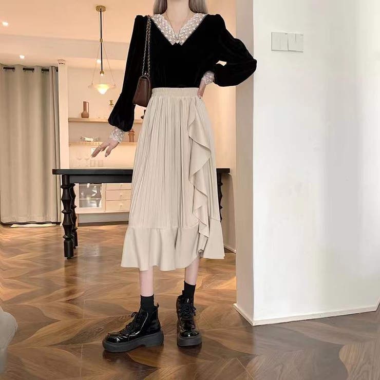 黒 ラッフルデザイン スカート　段々の巻きスカート 黒 ラッフルデザイン スカート 段々の巻きスカート REAL STYLE