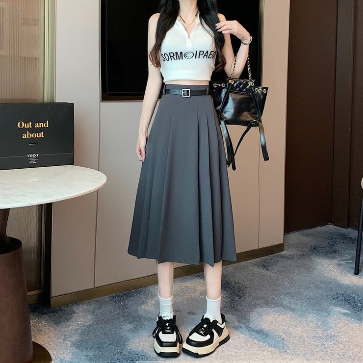 プリッツスカート 可愛いスカート ロングスカート[品番：SHNW0009626