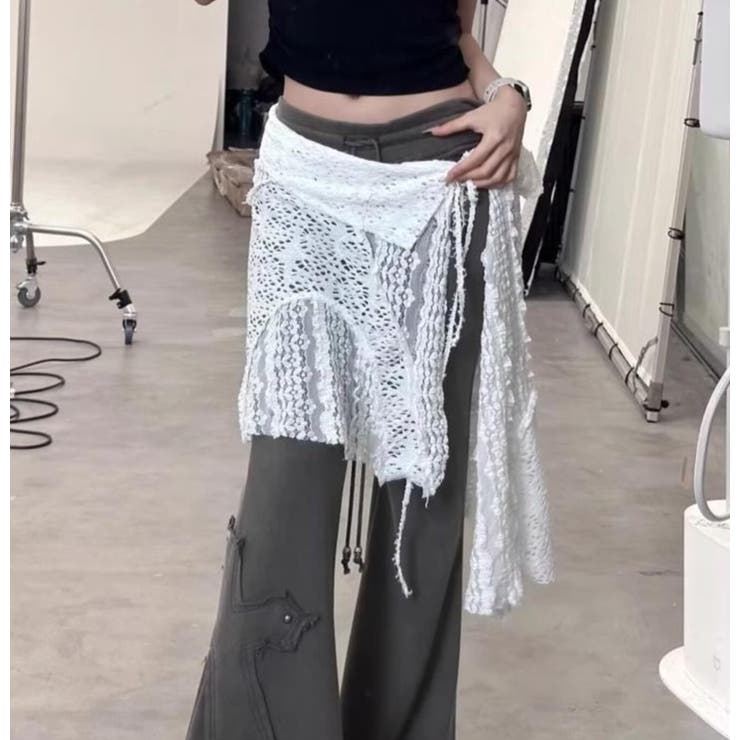 レース非対称巻きスカート 重ね着 | Achic | 詳細画像2 