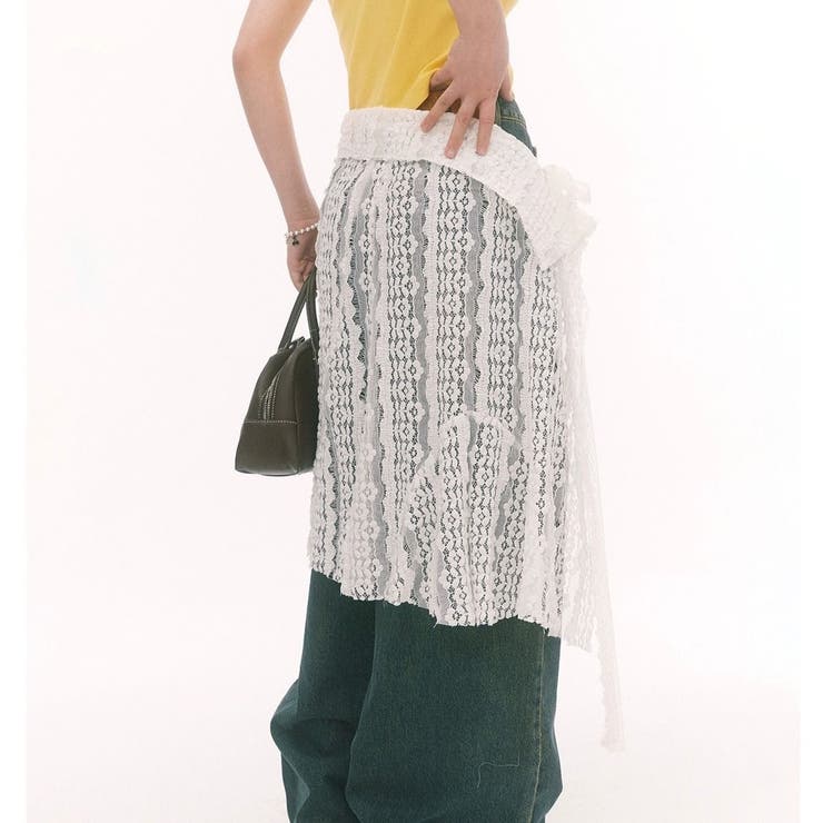 レース非対称巻きスカート 重ね着 | Achic | 詳細画像4 