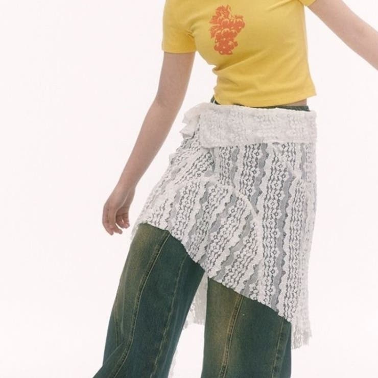 レース非対称巻きスカート 重ね着[品番：SHNW0011137]｜Achic