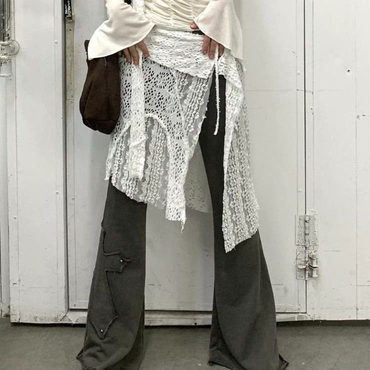 レース非対称巻きスカート 重ね着 | Achic | 詳細画像9 