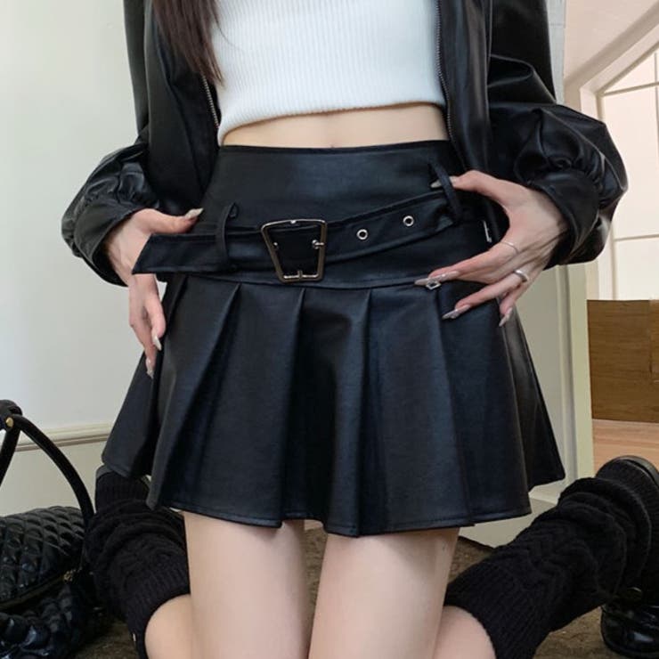 ヴィンテージ Puレザープリーツスカート | Achic | 詳細画像3 