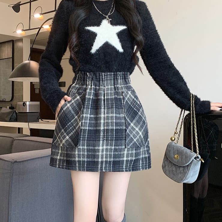 チェック柄キュロットミニスカート[品番：SHNW0011867]｜Achic