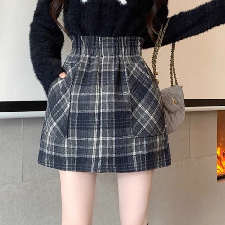 チェック柄キュロットミニスカート[品番：SHNW0011867]｜Achic