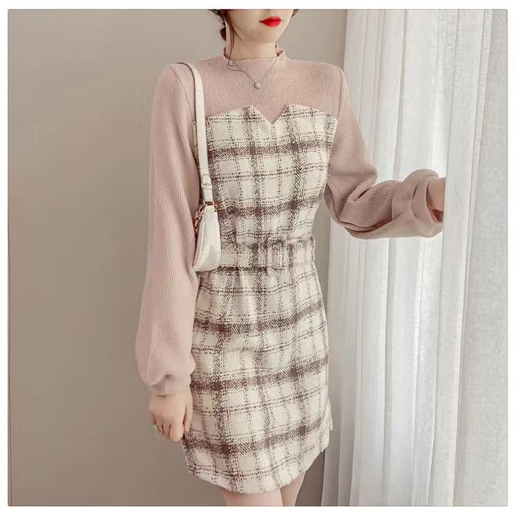 チェック柄ワンピース秋冬 ニット かわいい 品番 Shnw Achic アシック のレディースファッション通販 Shoplist ショップリスト