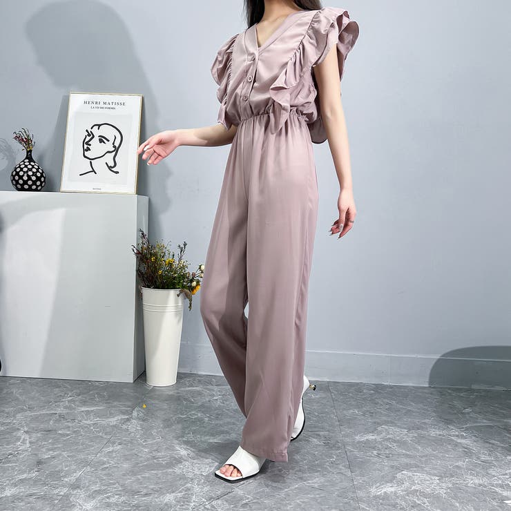 ロンパース ワイドロンパース フリルスリーブ | Achic | 詳細画像3 