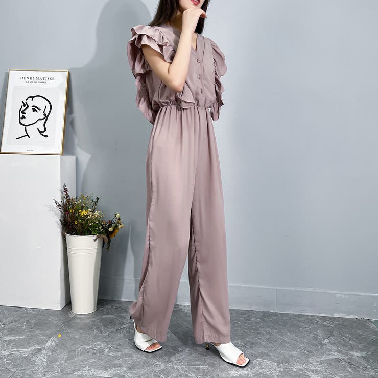 ロンパース ワイドロンパース フリルスリーブ | Achic | 詳細画像4 