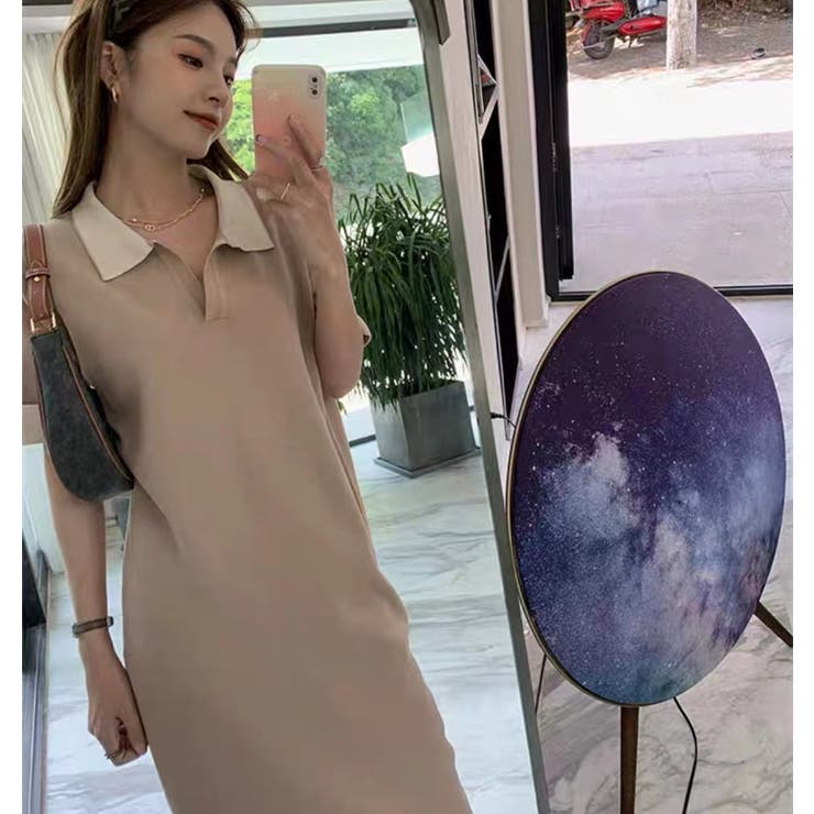 伸びる素材ポロ襟ワンピース ニットワンピース 韓国 品番 Shnw Achic アシック のレディースファッション通販 毎日送料無料 Shoplist ショップリスト