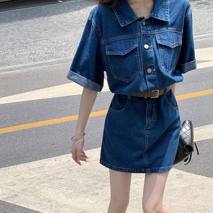 新作　ミニスカート　ワンピース　ミニ　ブラック　韓国　シャツ　半袖　M