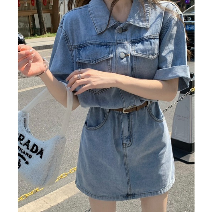 美品】24SS ダイアグラム デニム シャツワンピース 2way M 美品】24SS