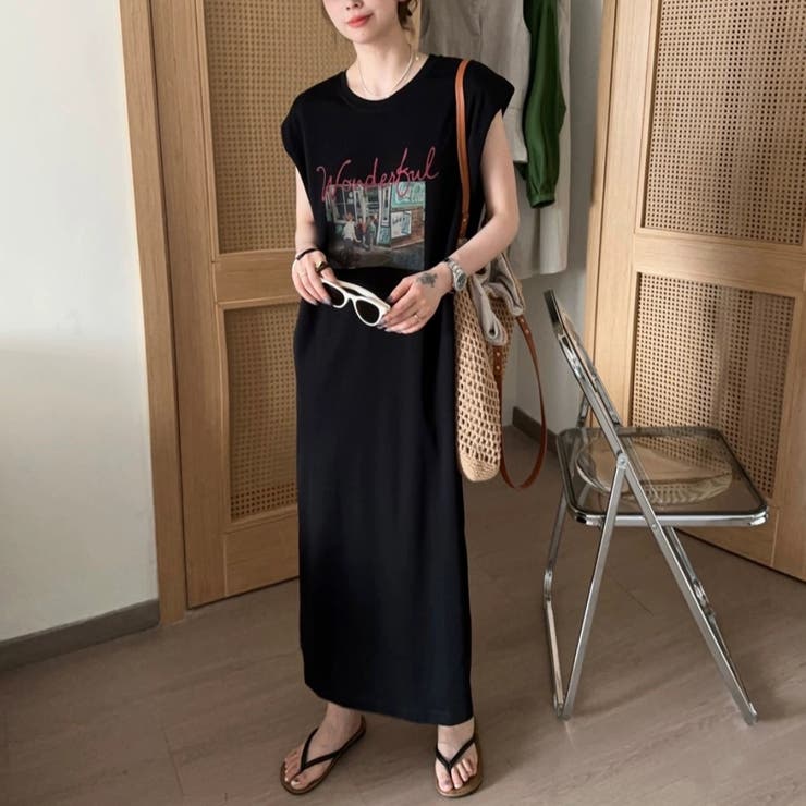 ノースリーブプリントワンピース | Achic | 詳細画像4