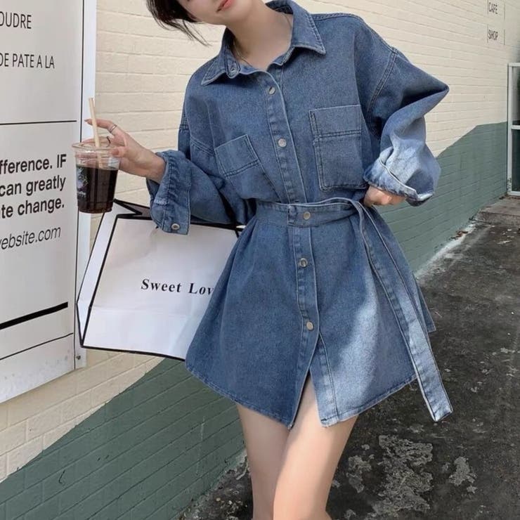 2wayデニムシャツワンピースジャケット | Achic | 詳細画像2 