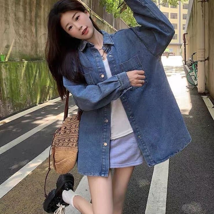 2wayデニムシャツワンピースジャケット | Achic | 詳細画像13 