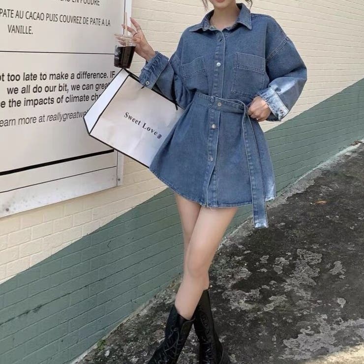 2wayデニムシャツワンピースジャケット | Achic | 詳細画像8 