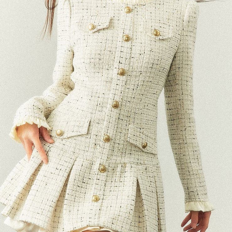 ゴールドガールツイードワンピース[品番：SHNW0011872]｜Achic