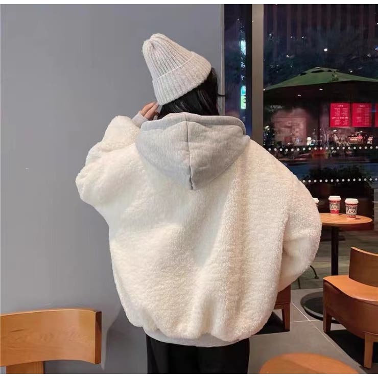 フードボアブルゾン もこもこ カジュアル[品番：SHNW0004290]｜Achic