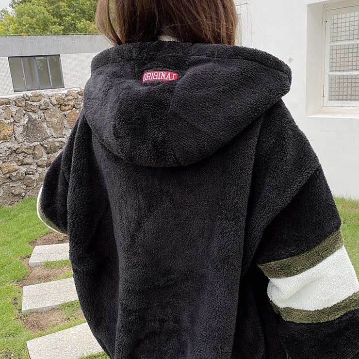 ボアブルゾンカジュアル もこもこ 韓国ファッション トップス[品番