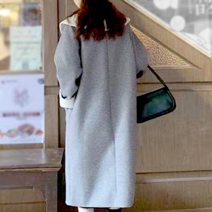 千鳥格子柄コート 中綿 韓国ファッション