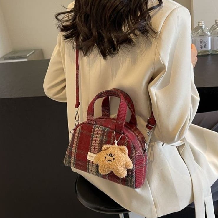 【2タイプ生地選べる】2WAYミニ ハンド チェック柄ショルダーバッグ | Achic | 詳細画像11 