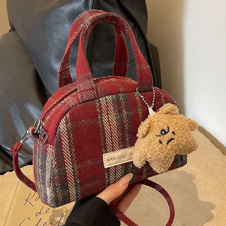 【2タイプ生地選べる】2WAYミニ ハンド チェック柄ショルダーバッグ | Achic | 詳細画像14 