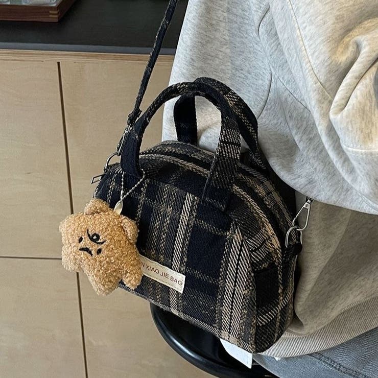 【2タイプ生地選べる】2WAYミニ ハンド チェック柄ショルダーバッグ | Achic | 詳細画像18 