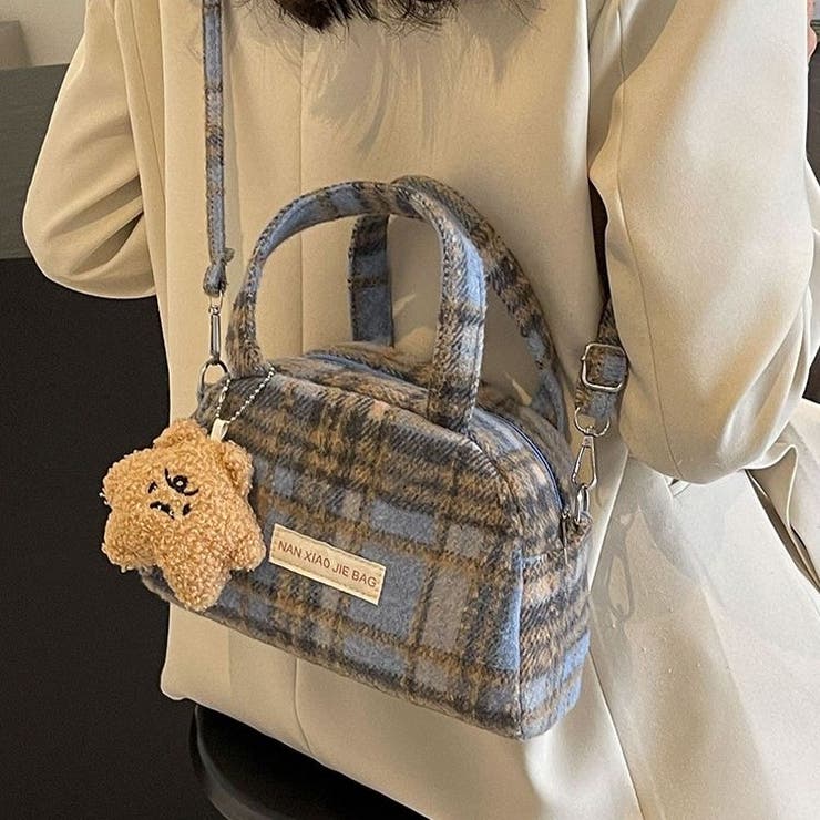 【2タイプ生地選べる】2WAYミニ ハンド チェック柄ショルダーバッグ | Achic | 詳細画像27 