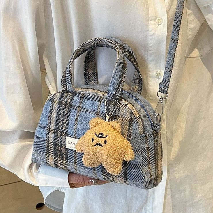 【2タイプ生地選べる】2WAYミニ ハンド チェック柄ショルダーバッグ | Achic | 詳細画像6 