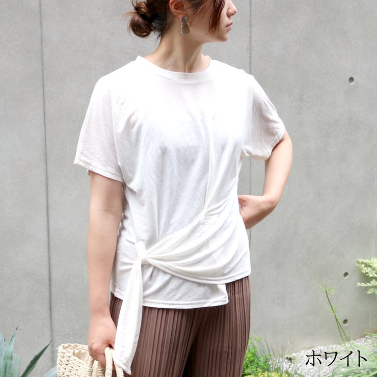 アシンメトリードレープTシャツ トップス ティーシャツ