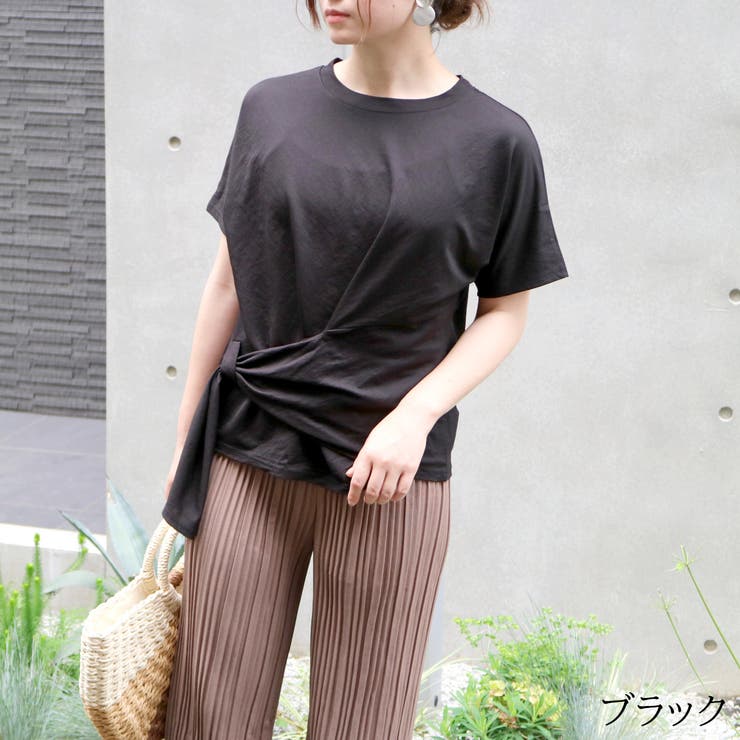 アシンメトリードレープTシャツ トップス ティーシャツ