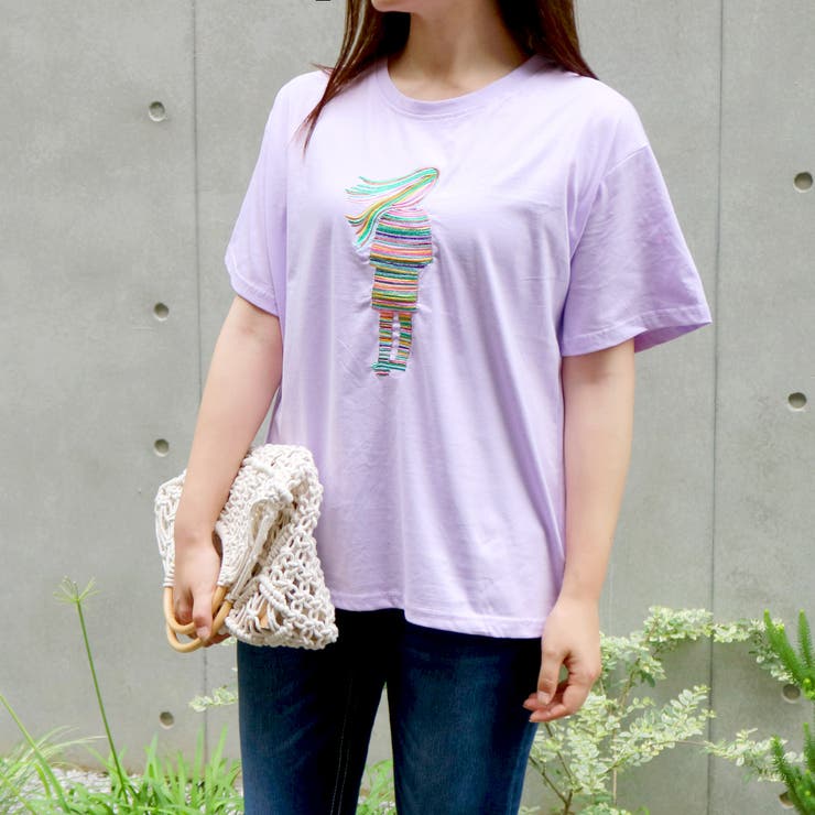 レインボー刺繍tシャツ トップス 刺繍 半袖 ゆったり おしゃれ 春 夏 秋 品番 Shnw Lady Like レディライク のレディースファッション通販 Shoplist ショップリスト