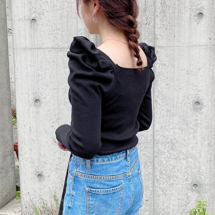 ミラノリブパワーショルダーニット トップス パワショル[品番