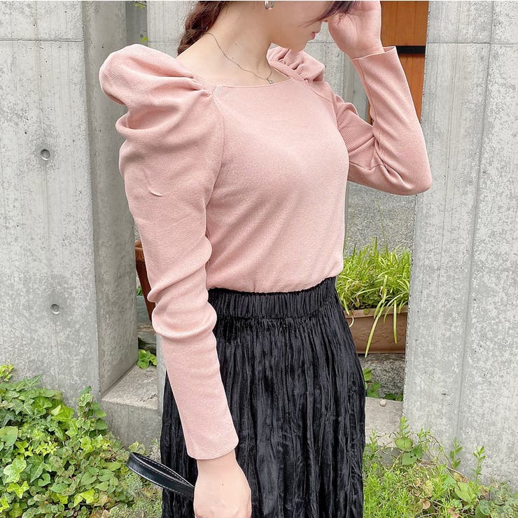 ミラノリブパワーショルダーニット トップス パワショル[品番