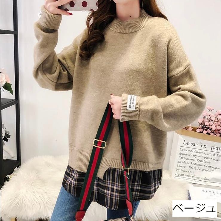 チェックシャツレイヤー風ニット レイヤード ネルシャツ 品番 Shnw Lady Like レディライク のレディース ファッション通販 Shoplist ショップリスト