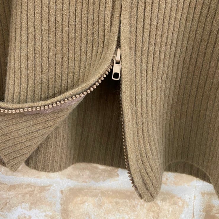 フロントジップリブ編みニット トップス ファスナー | LADY LIKE  | 詳細画像9