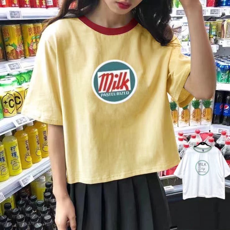 Milkロゴ配色tシャツ アメカジ ストリート 品番 Shnw Lady Like レディライク のレディースファッション通販 Shoplist ショップリスト