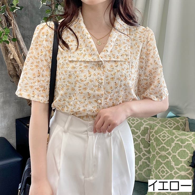 小花柄デカ衿ブラウス ビッグカラー フラワー 品番 Shnw Lady Like レディライク のレディースファッション通販 Shoplist ショップリスト