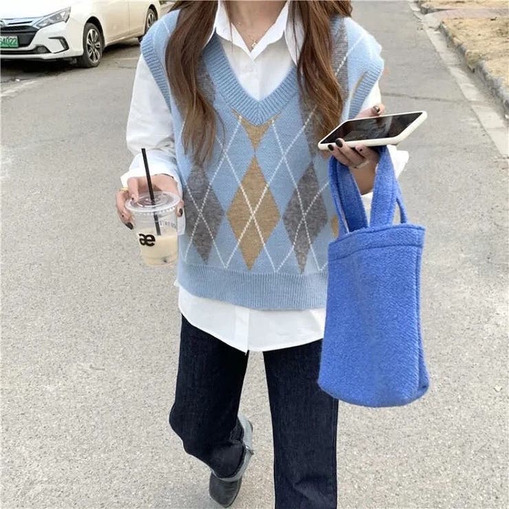 アーガイル柄v開きベスト ジレ レイヤード 品番 Shnw Lady Like レディライク のレディースファッション 通販 Shoplist ショップリスト