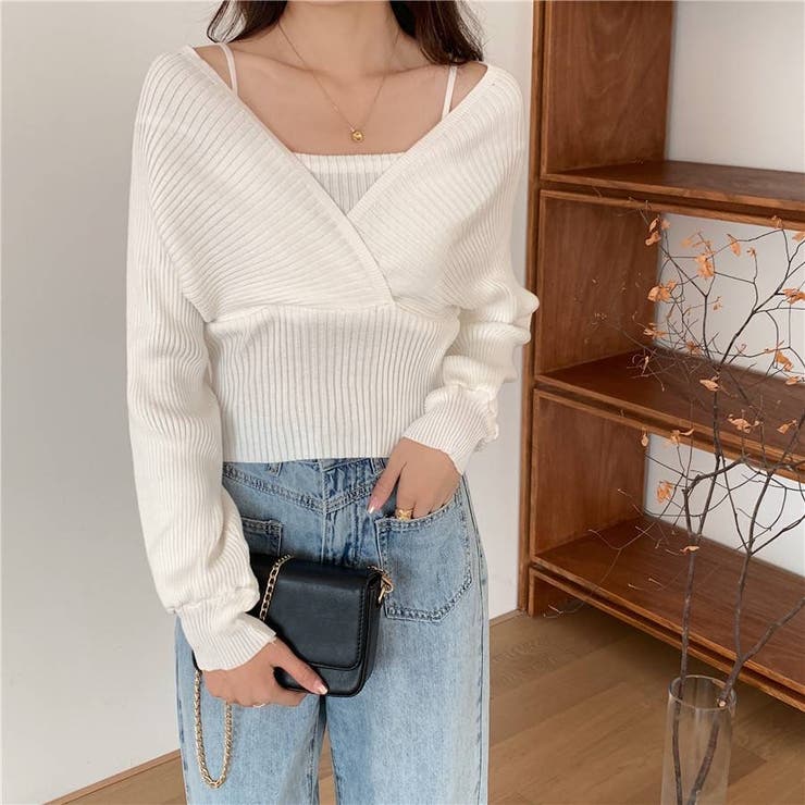 レイヤード風ドルマンニット トップス ドッキング | LADY LIKE  | 詳細画像21 