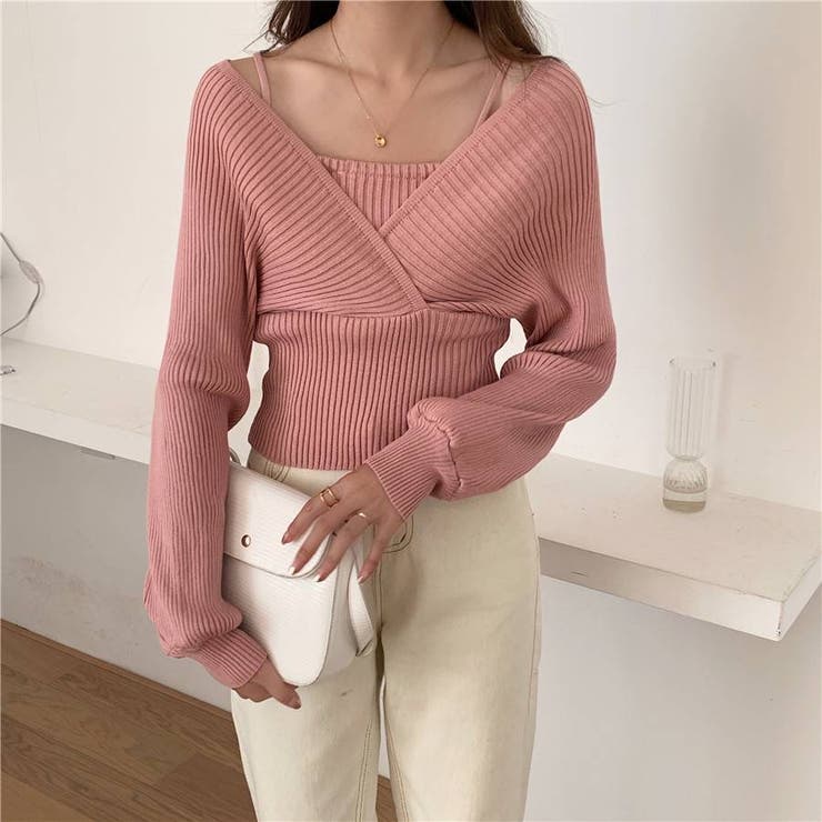 レイヤード風ドルマンニット トップス ドッキング | LADY LIKE  | 詳細画像23 