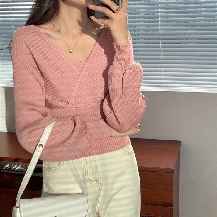 レイヤード風ドルマンニット トップス ドッキング | LADY LIKE  | 詳細画像26 