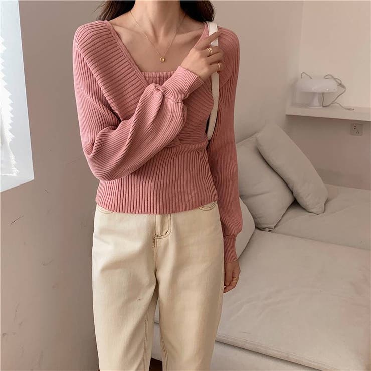 レイヤード風ドルマンニット トップス ドッキング | LADY LIKE  | 詳細画像28 