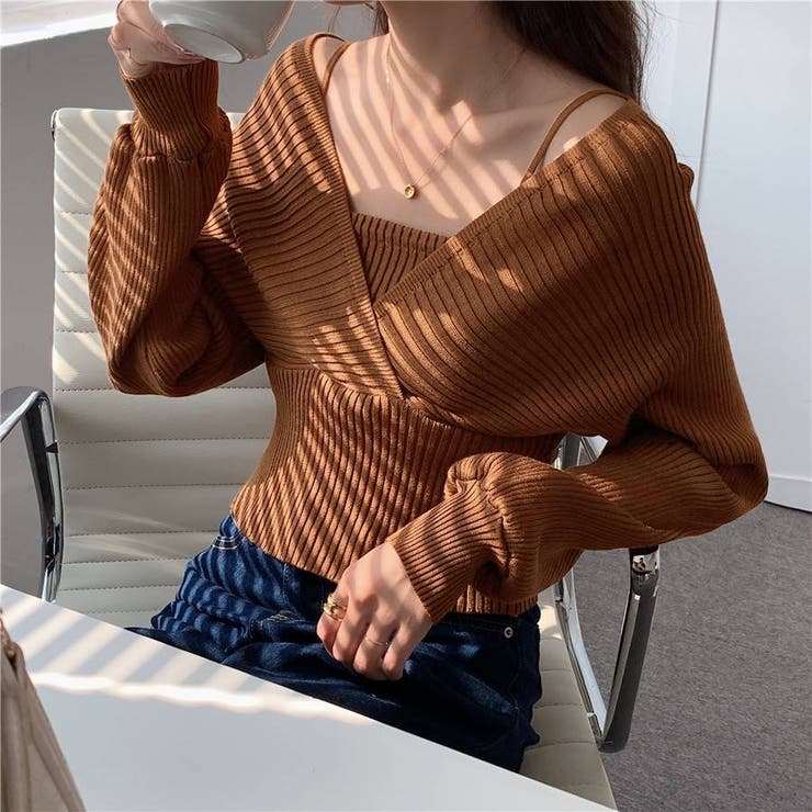 レイヤード風ドルマンニット トップス ドッキング | LADY LIKE  | 詳細画像37 