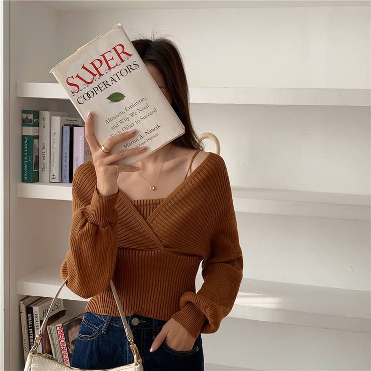 レイヤード風ドルマンニット トップス ドッキング | LADY LIKE  | 詳細画像42 