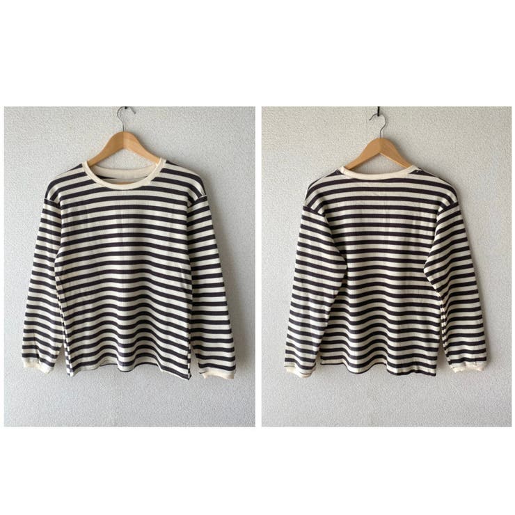 ワッフルボーダーロングTシャツ ロンT トップス[品番：SHNW0006071