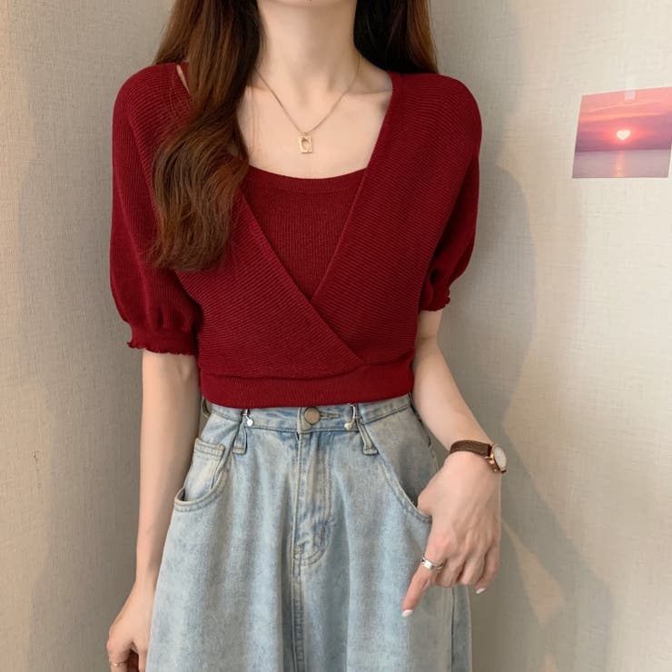 カシュクール風半袖ドッキングニット ドッキング 重ね着 | LADY LIKE  | 詳細画像14 