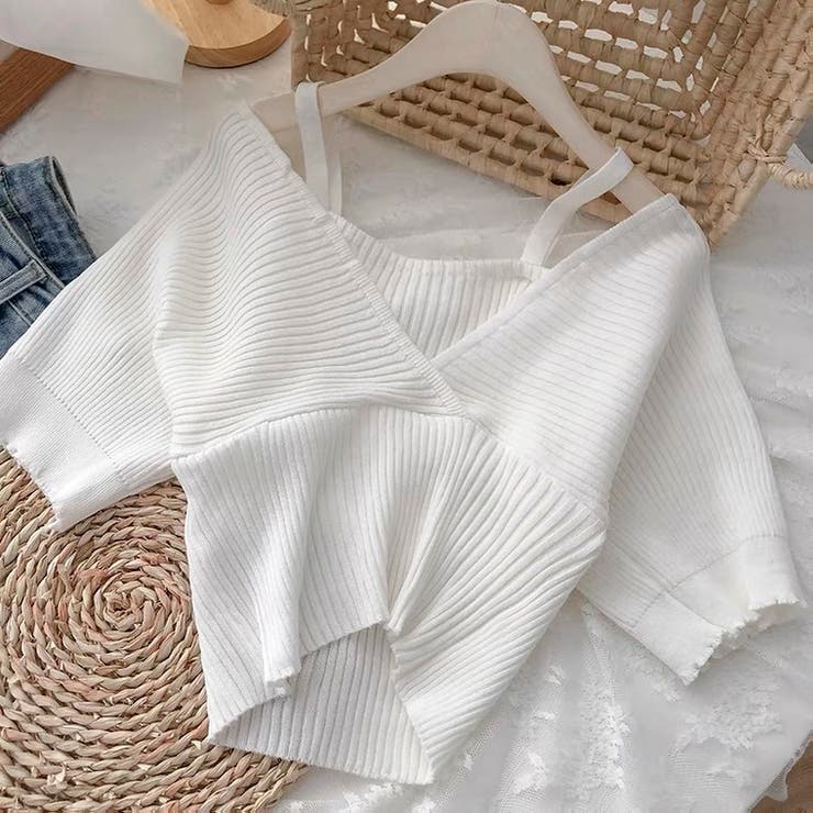 カシュクール風半袖ドッキングニット ドッキング 重ね着 | LADY LIKE  | 詳細画像15 