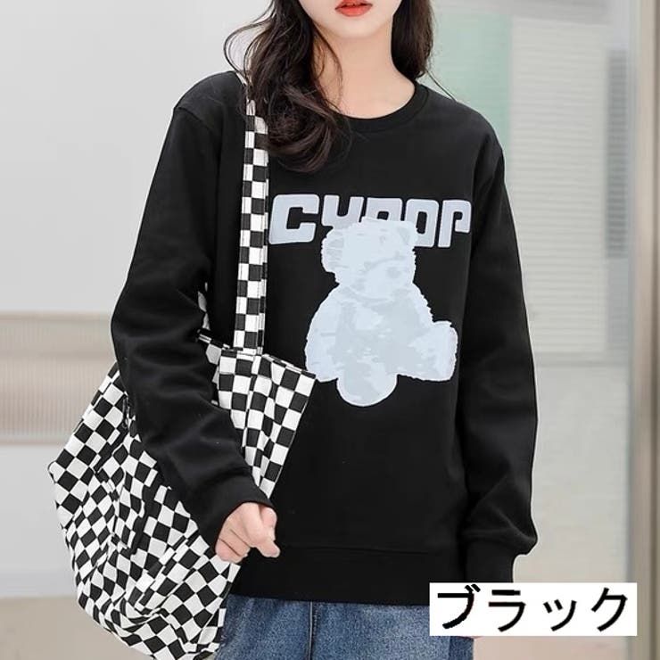ベアープリントTシャツ ロンT オーバーサイズ[品番：SHNW0006701