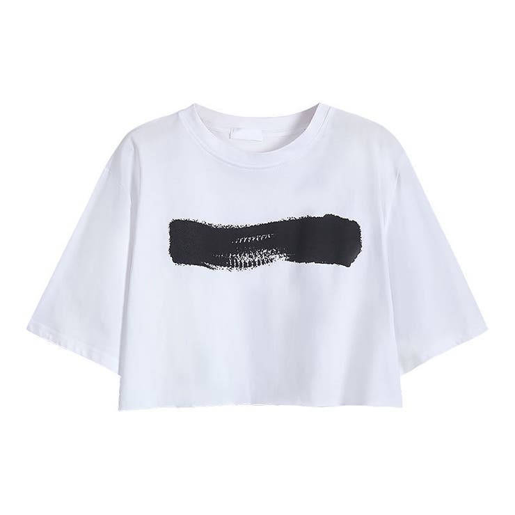 シンプルプリントミニ丈Tシャツ ショート丈 短め[品番：SHNW0006915