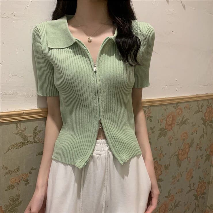 ダブルファスナー襟付きニット トップス ダブルジップ | LADY LIKE  | 詳細画像15 